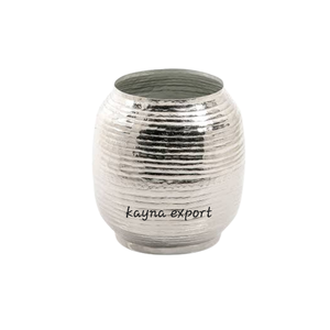 Decorative Silver Oval Modern Luxury Aluminum Alloy Chrome Plated Hammered Design Eco-Friendly Indoor Flower Vase <b>Cheap</b> Factory - Product Image 5