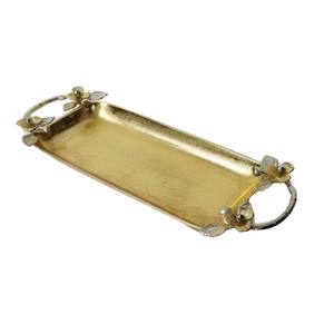 Plateau de service en aluminium de haute qualité aux tons chauds avec poignées florales, s'intègre parfaitement aux thèmes de décoration rustiques. - Product Image 4