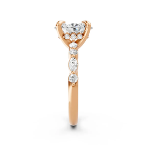 Bague de fiançailles en or 10 carats avec diamant ovale de laboratoire certifié IGI, pierres latérales multiformes, accent marquise, plaqué rhodium, luxe - Product Image 5