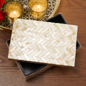 Mother of Pearl Jewelry Organizer <b>Box</b> with Lid Handmade Wooden Storage Case Decorative Ring <b>Earring</b> Necklace <b>Holder</b> - Product Image 1