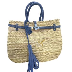 Sac à poignée supérieure avec pompon : Sac de shopping tendance et écologique en feuille de palmier tressée - Product Image 3