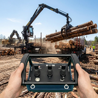 Télécommande hydraulique proportionnelle pour grue de camion, grappin à bois, levage forestier à double poignée 3 leviers, commande sans fil