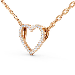 Collar con colgante de corazón de diamantes en oro rosa de 18 quilates, corte brillante redondo, artículo de alta demanda. - Product Image 5