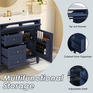 Modern 36-Inch Bathroom Vanity with Top Sink <b>2</b> <b>Drawers</b> and Tip <b>Drawer</b> Single Sink Bathroom <b>Storage</b> Cabinet - Product Image 5