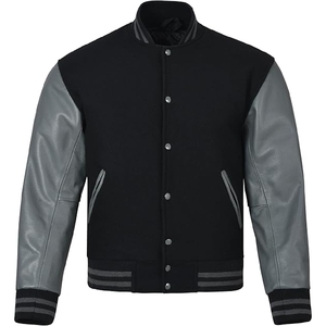 Hot Selling Men's 100% Cotton College Baseball Versity <b>Jacket</b> Embroidered Logo Front <b>Winter</b> Coated Woolen Fabric OEM Service - Product Image 1