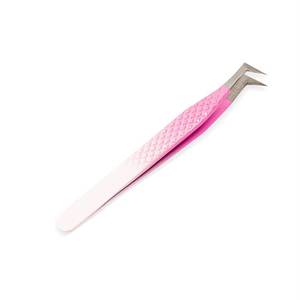 Ensemble de pinces à cils en acier inoxydable de précision, manche rose dégradé, pointe lisse pour extension de cils - Product Image 3