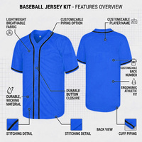 Maillots de baseball personnalisés imprimés, chemises d'équipe de softball à boutons, hauts athlétiques sublimés à séchage rapide, vêtements d'équipe de haute qualité