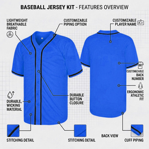 Maillots de baseball personnalisés imprimés, chemises d'équipe de softball à boutons, hauts athlétiques sublimés à séchage rapide, vêtements d'équipe de haute qualité - Product Image 2