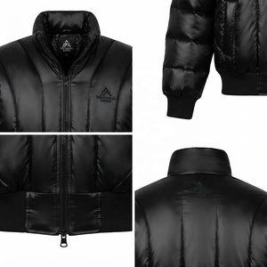 Men's Black Puffer <b>Jacket</b> With Turtleneck Batwing <b>Sleeve</b> Windproof Down Filled Streetwear <b>Short</b> Coat Zipper Closure - Product Image 4