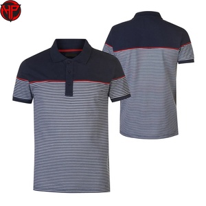 Camiseta de Hombre Hexaplus Industries, Tejido Sólido 100% Algodón, Transpirable, Manga Corta, Casual, Azul Marino con Ribete Blanco y Rojo - Product Image 3