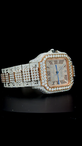 Reloj de Lujo con Moissanita de Corte Redondo, Completamente Adornado con Diamantes, Esfera Romana, Fecha Clásica, Reloj de Pulsera - Product Image 3