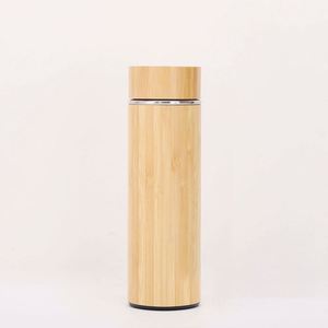 <b>Cheap</b> Eco Friendly Stainless Steel Bamboo Vacuum Insulated Leak-Proof Temperature Display Bottle Lid 12-24 Hours Thermal - Product Image 4
