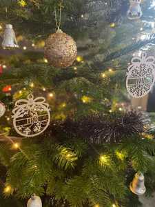 Personalized <b>Wooden</b> Christmas Ornament <b>Circular</b> Laser Cut Design William Name Holiday Decor Wall Hanging - Product Image 3