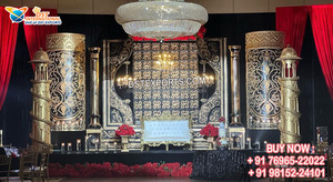 Escenario de recepción de boda contemporáneo moderno Escenario DE BODA temático de palmera occidental Tema blanco Escenario de boda moderno DecorUSA - Product Image 2