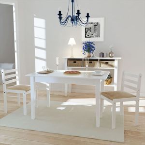 Ensemble de 2 chaises de salle à manger blanches en bois massif et polyester, taille standard - Product Image 1