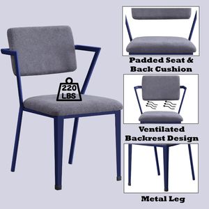 Sedia da Ufficio Industriale in Tessuto Grigio con Finitura Blu - Product Image 3