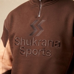 Nouvelle Arrivée 2027 Ensemble de sweats à capuche évasés vintage streetwear avec demi-fermeture éclair, effet délavé et usé, et logos brodés inversés personnalisés - Product Image 3