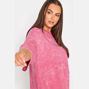 Nueva Camiseta Oversize de Mujer con Hombros Caídos, Lavado Ácido, Tallas Grandes, Ligera, Ecológica, con Bordado y Estampado Puff Completo - Product Image 4