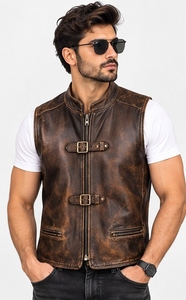 Ceinture en cuir marron <span class=keywords><strong>moutarde</strong></span> pour homme avec fermeture éclair et boucle West Collar - Product Image 5