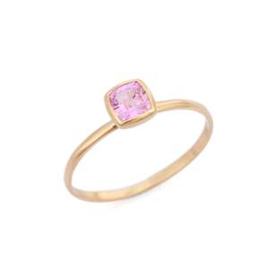18K White Gold Cushion Cut Pink Sapphire Women's Wedding Ring - Product Image 2