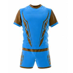 Uniforme de rugby de qualité supérieure pour hommes, tissu respirant, ensemble maillot et short, idéal pour l'entraînement, les matchs et les sports d'équipe. - Product Image 1