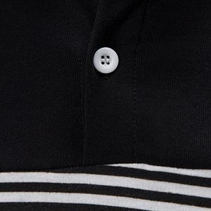 Men's <b>Black</b> <b>And</b> <b>White</b> <b>Striped</b> Knitted Short Sleeve Polo <b>Shirt</b> Casual Style Color Blocked Design Low MOQ Men's Polo <b>Shirts</b> - Product Image 4