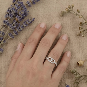 Minimalist Geometric Diamond <b>Ring</b> Moissanite <b>Open</b> Frame <b>Ring</b> Sterling Silver Stackable <b>Ring</b> For Women - Product Image 4