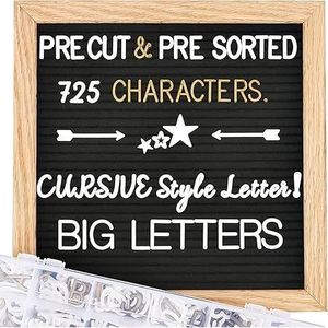 Lavagna con Lettere in Feltro Pre-Tagliate 725 Pezzi, 10x10 Pollici, per il Primo Giorno di Scuola, Lavagna con Lettere Ordinabili - Product Image 1