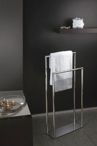 Porte-serviettes autoportant en métal noir minimaliste à plusieurs cadres, organisateur de salle de bain, compact, gain de place, structure élégante - Product Image 3