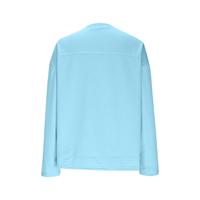 Pull décontracté à col rond et épaules tombantes pour femme, grande taille, manches longues, couleur unie, coupe ample, pour tous les jours, avec logo et boutons, pour adolescentes