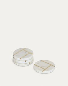 Premium Design <b>Marble</b> <b>Coaster</b> With Brass Strip Stone <b>Coaster</b> With Brass Mats & Pads At very low reasonable Price - Product Image 3