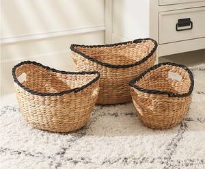 Ensemble de 3 paniers de rangement en jacinthe d'eau de haute qualité, écologiques, avec poignées, tissés, multi-usages, pour chambre et salon - Product Image 2