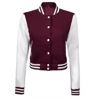 Veste universitaire color block pour femmes grandes tailles, manches contrastées, col montant, boutons pression, automne
