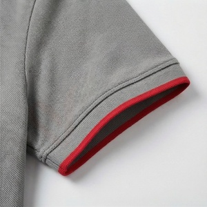 Polo à manches courtes gris pour homme, 100% polyester piqué, respirant, décontracté, design tricoté uni, coupe classique - Product Image 6