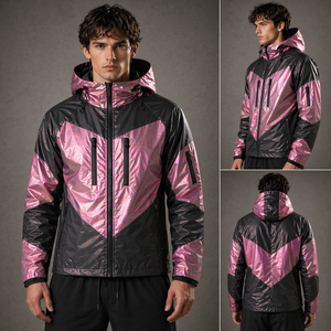Veste coupe-vent réactive à la chaleur avec fermeture éclair, design personnalisé, tissu réactif à la chaleur, vert, pour hommes, fournisseur OEM - Product Image 4
