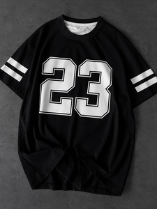 Camiseta Deportiva Unisex para Mujer con Estampado del Número 23, Corte Regular, Cuello Redondo, Manga Corta, Tejido Jersey Transpirable para Todas las Temporadas - Product Image 5