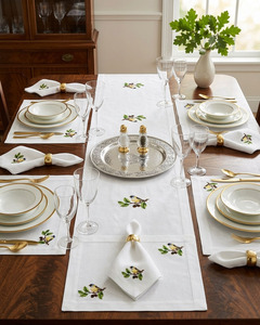 Custom Wholesale Embroidered Linen <b>Place</b> <b>Mat</b> Set Bird Almond Branch Vintage Machine Washable Wedding Thin Home Table Decor - Product Image 2