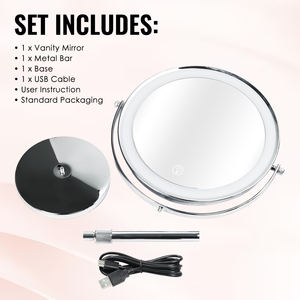 Espejo de Maquillaje LED Profesional de 8 Pulgadas con Batería de 5000 mAh, Espejo de Maquillaje de Doble Cara con Aumento de 1X/10X, Espejo con 3 Colores de Luz Atenuables - Product Image 2