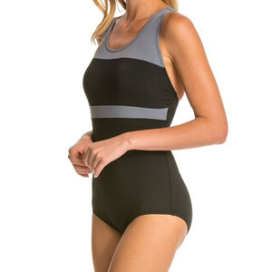 Traje de Baño de Una Pieza Personalizado de Color Sólido para Mujer, Transpirable, para Natación, Entrenamiento y Deportes - Product Image 2