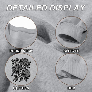 Sweat-shirt personnalisé en molleton épais à motif floral, impression sérigraphique botanique de qualité supérieure, épaules tombantes, coupe oversize, col rond pour femme - Product Image 2