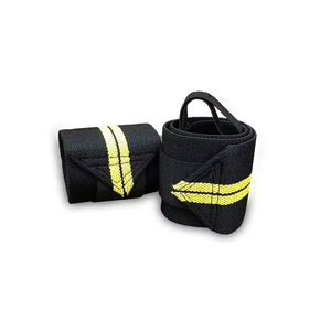 HFL Adjustable Elastic Wrist <b>Wraps</b> for Weightlifting Strength Training Joint Protection Customizable <b>Black</b> Yellow - Product Image 2
