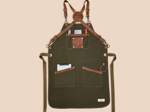 Tablier de travail unisexe en cuir véritable respirant à séchage rapide avec poches pour outils, bretelles réglables, pour atelier, utilitaire, professionnel - Product Image 3