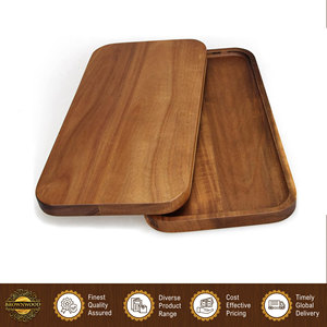 Plateaux rectangulaires en bois au design moderne, plateaux de service pour apéritifs et fruits, décoration, grands plateaux en bois d'acacia, assiettes à collation sans danger pour les aliments - Product Image 3