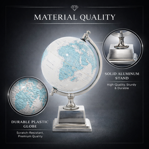 Globe de bureau de direction de luxe |   Carte du monde détaillée avec support en aluminium |   Globe éducatif pour bureau et décoration intérieure - Product Image 2