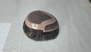 Toupee de Cabello Humano con Encaje Suizo en Forma de U, Cabello Remy, 130% de Densidad, Negro Natural Corto, Gorra sin Pegamento, Tamaño Promedio - Product Image 2