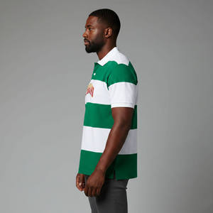 TERZO SPORTS <b>Men's</b> Green <b>White</b> Striped <b>Short</b> <b>Sleeve</b> for <b>Shirt</b> Front Logo Regular Fit Casual Breathable Polyester/Cotton Knitted - Product Image 5