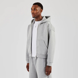New Arrival Custom Grey Boxy Hoodie & Wide Leg <b>Trouser</b> Embroidery High Quality Cotton Heavyweight Winter Sweatsuit Men Tracksuit - Product Image 6