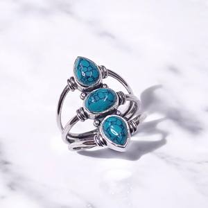 Bague triple bande en trois pierres précieuses naturelles pour bagues en argent sterling 925, prix de gros, bijoux - Product Image 2