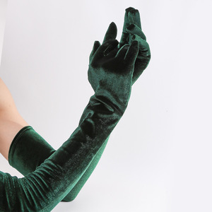Gants longs en velours doré pour robe de soirée, chauds et élégants, parfaits pour les fêtes, mariages et événements d'opéra, accessoires de danse raffinés - Product Image 1