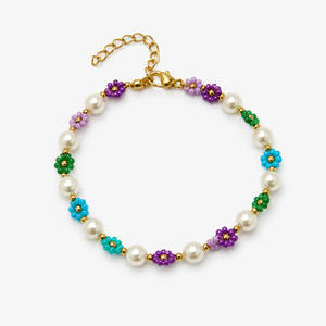 Handmade Miyuki Seed Beads Flower Pearl <b>Bracelet</b> Women Girls Colorful Daisy Adjustable <b>Boho</b> Trendy Party Summer Fashion Jewelry - Product Image 1